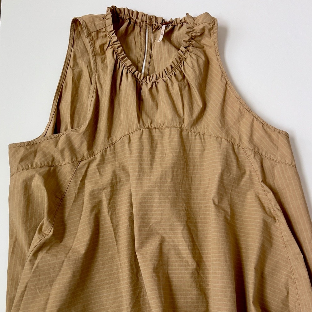 Free People Tan Sleeveless Ruffled Neck Tunic